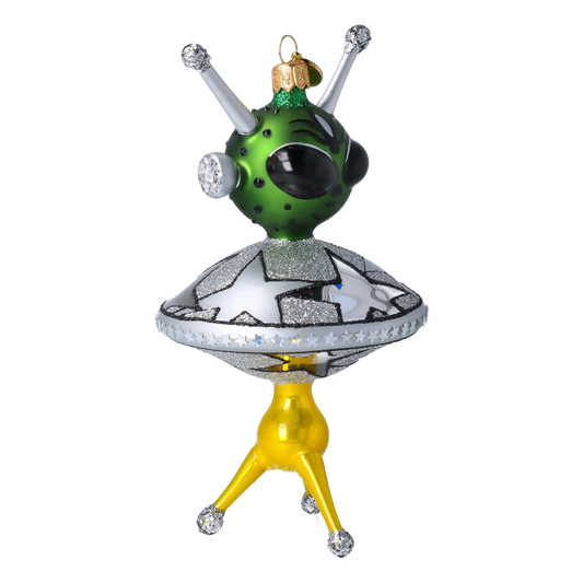 Kosmita w swoim spodku UFO Szklana Ozdoba