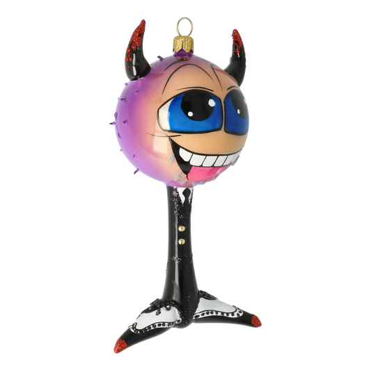 Devil's Bomb - Scarlet Smile. Handmade Glass Christmas ornament.