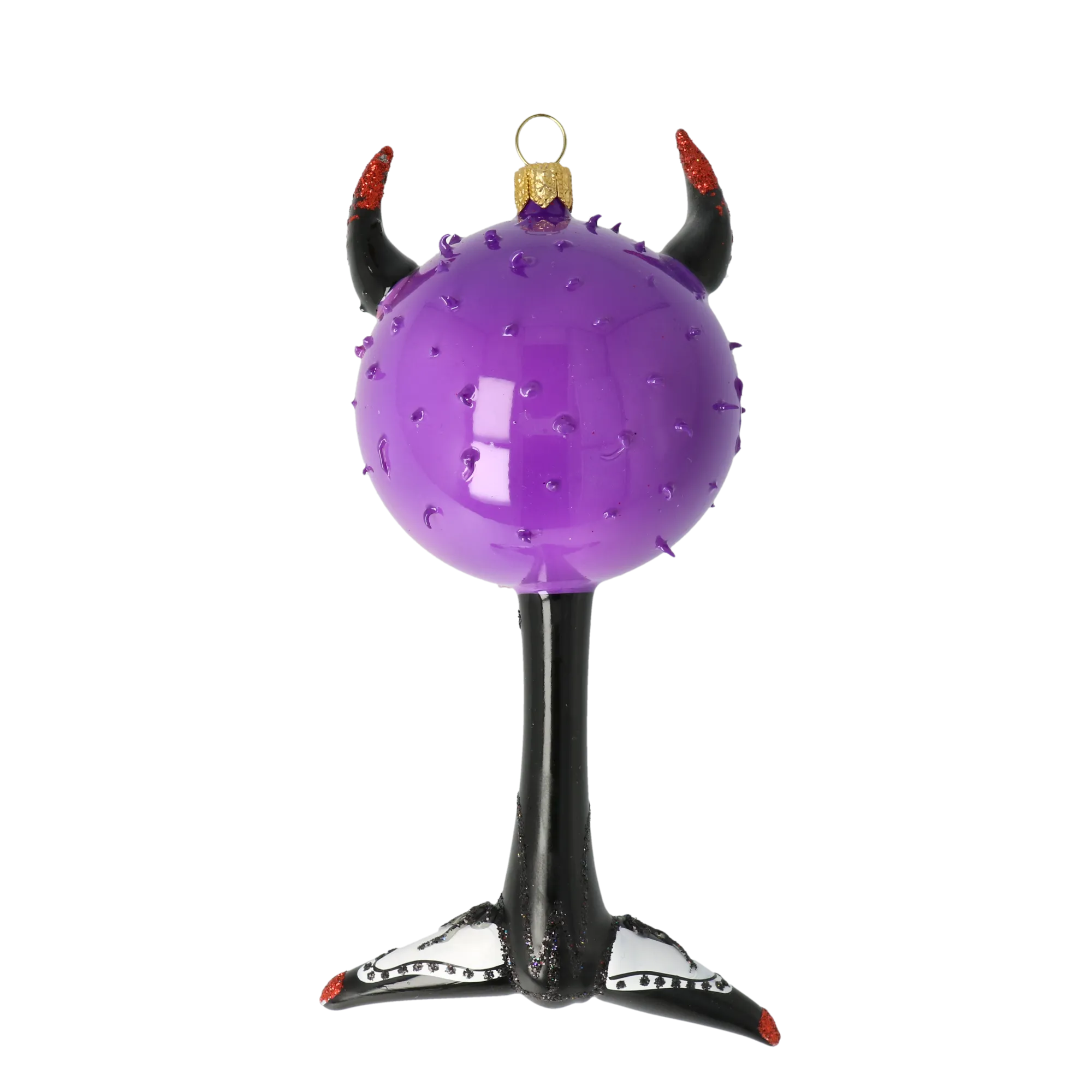 Devil's Bomb - Scarlet Smile. Handmade Glass Christmas ornament. 2021-052