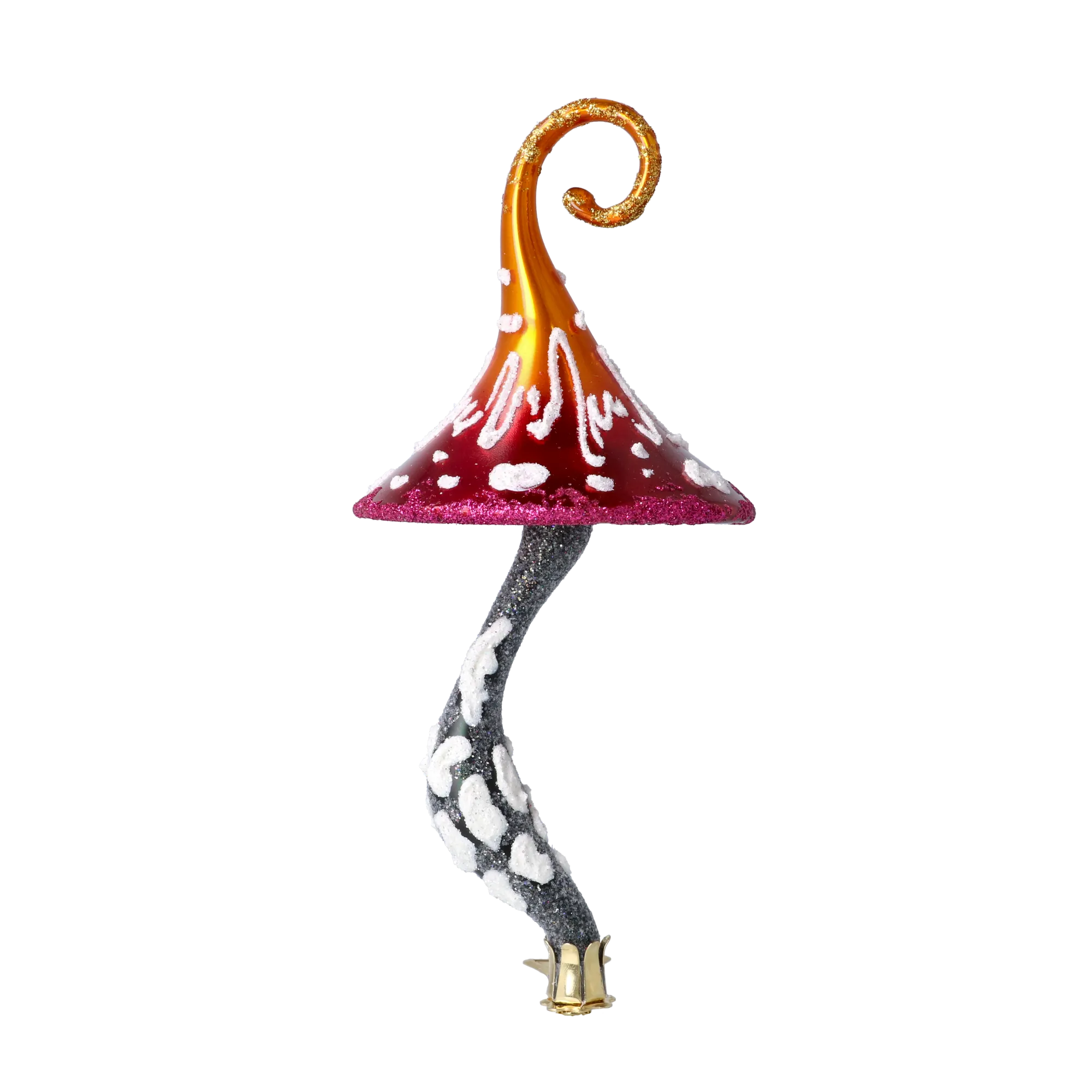 Honeyglow Toadstool Mushroom  Handmade Glass Christmas ornament 2021-057