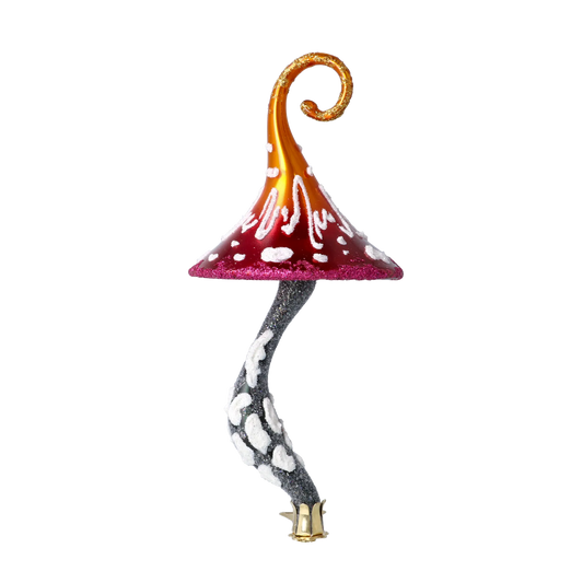 Honeyglow Toadstool Mushroom  Handmade Glass Christmas ornament 2021-057
