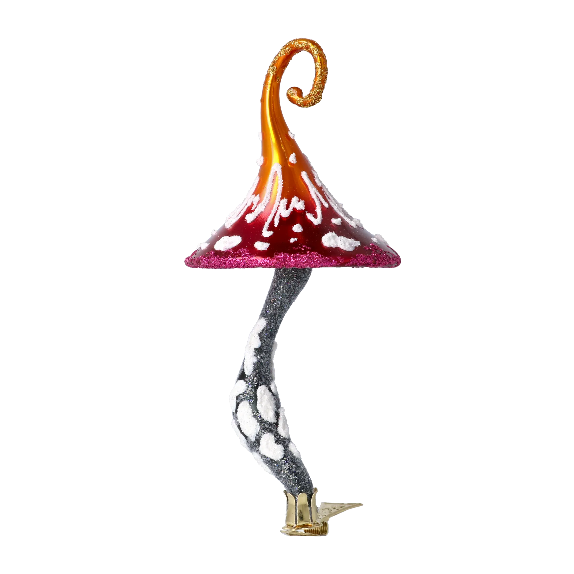 Honeyglow Toadstool Mushroom  Handmade Glass Christmas ornament 2021-057