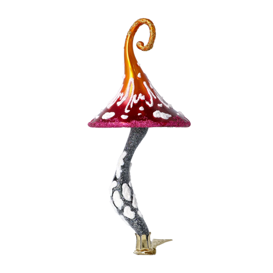 Honeyglow Toadstool Mushroom  Handmade Glass Christmas ornament 2021-057