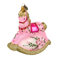Load image into Gallery viewer, Pink Floral Rocking Horse Tree Handmade Glass Christmas ornament 2021-058
