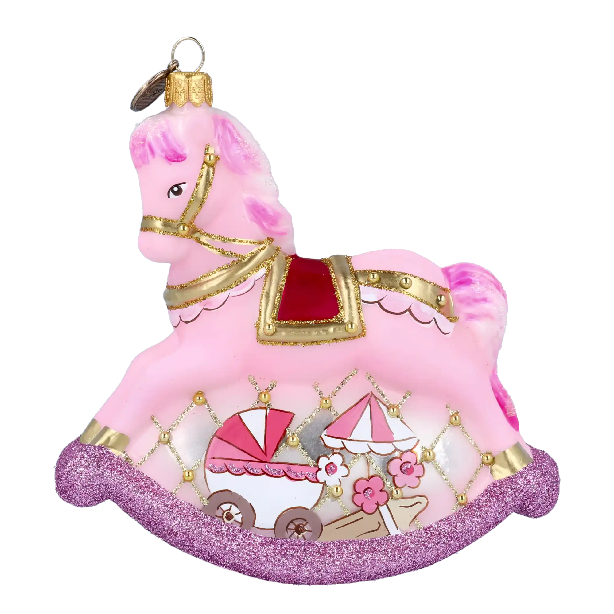Pink Carousel Rocking Horse Tree Handmade Glass Christmas ornament