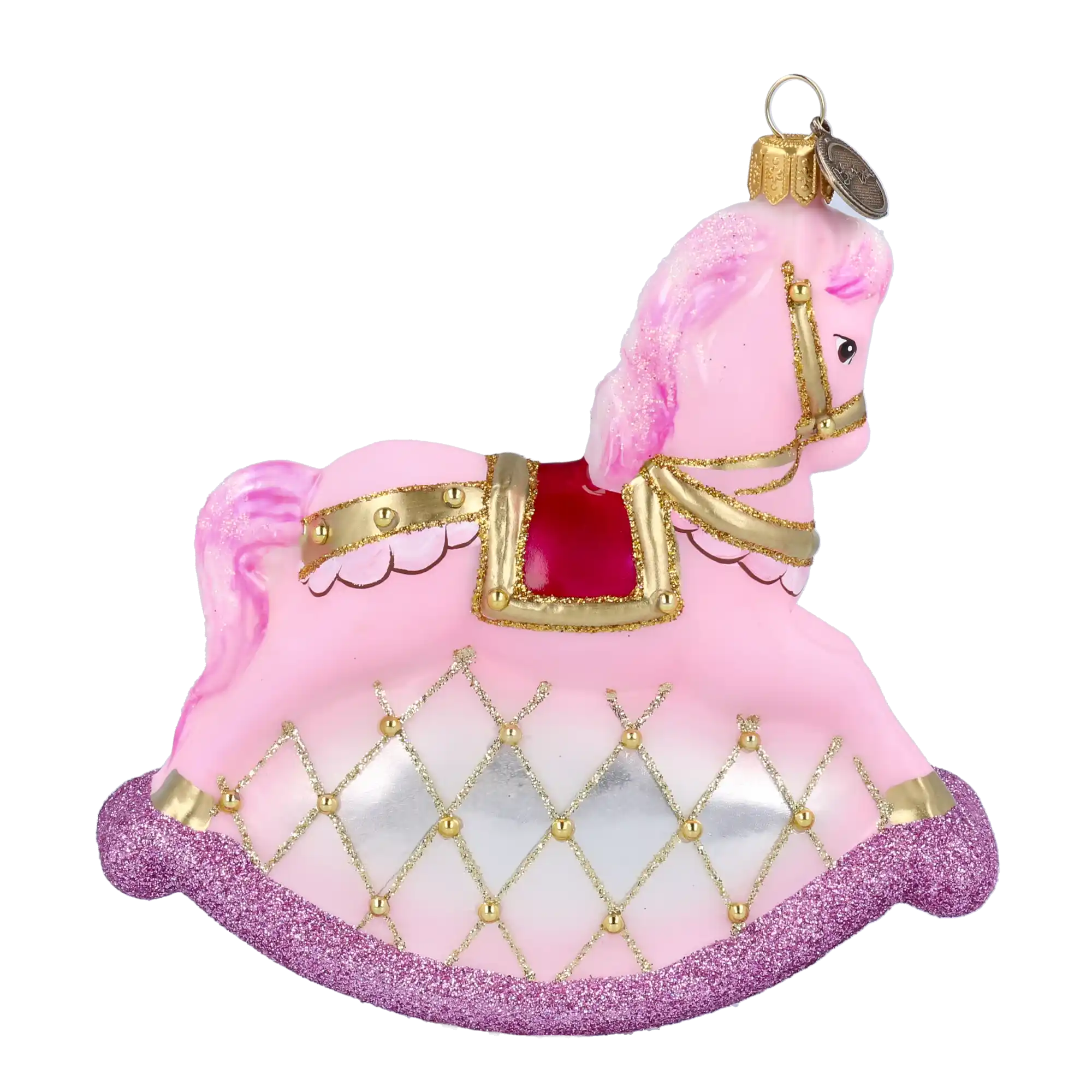 Pink Carousel Rocking Horse Tree Handmade Glass Christmas ornament