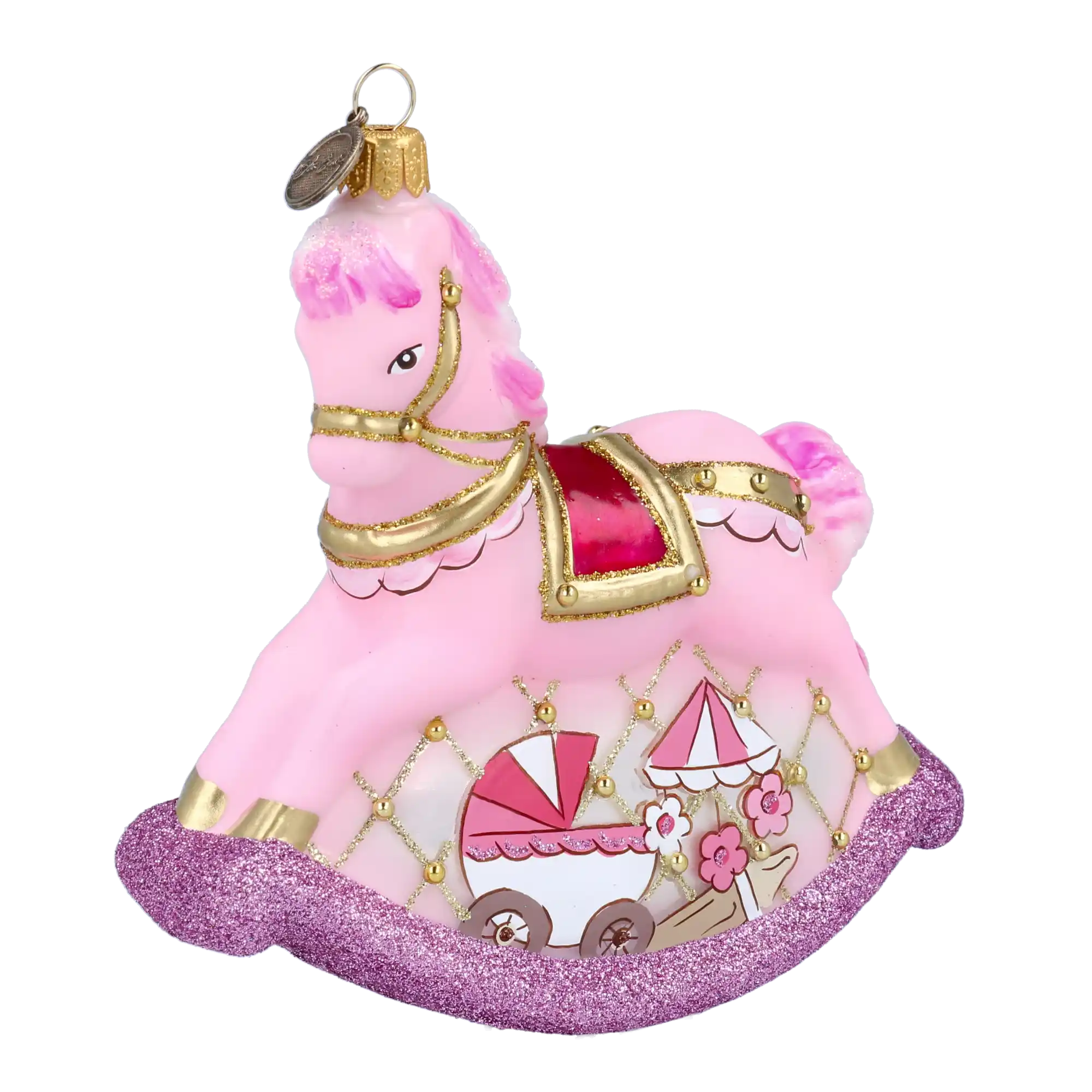 Pink Carousel Rocking Horse Tree Handmade Glass Christmas ornament