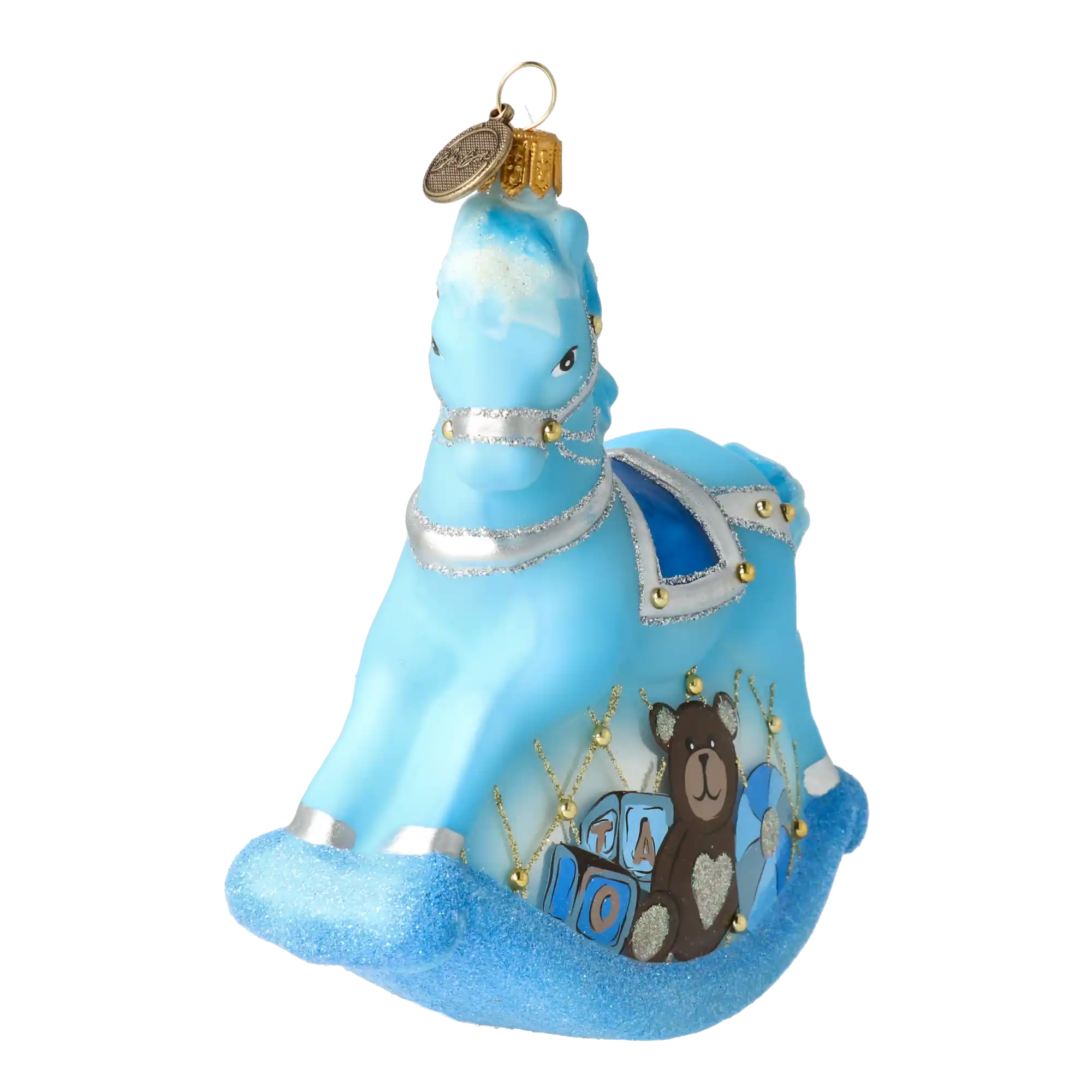 Błękitny konik na biegunach Szklana Ozdoba Choinkowa