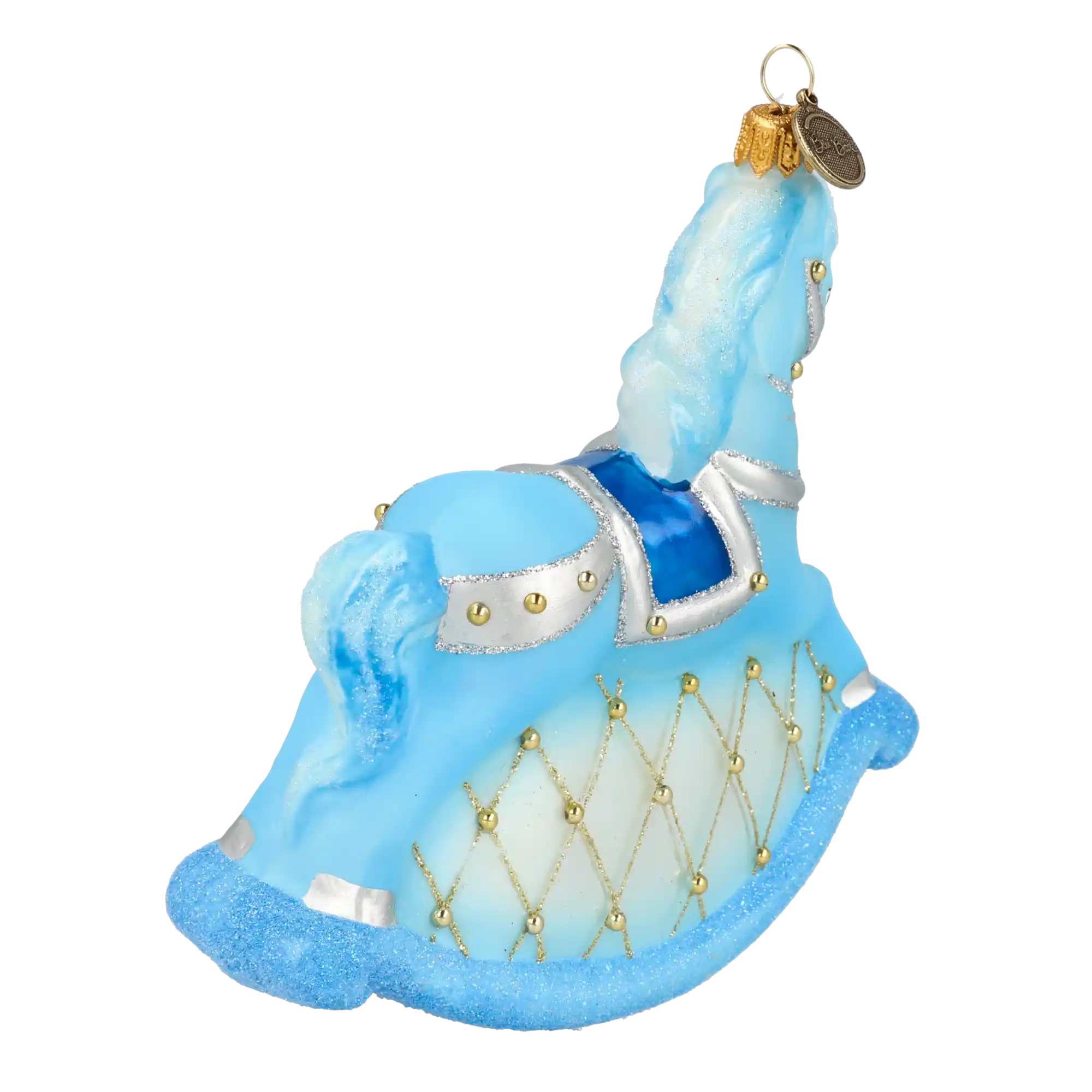 Błękitny konik na biegunach Szklana Ozdoba Choinkowa