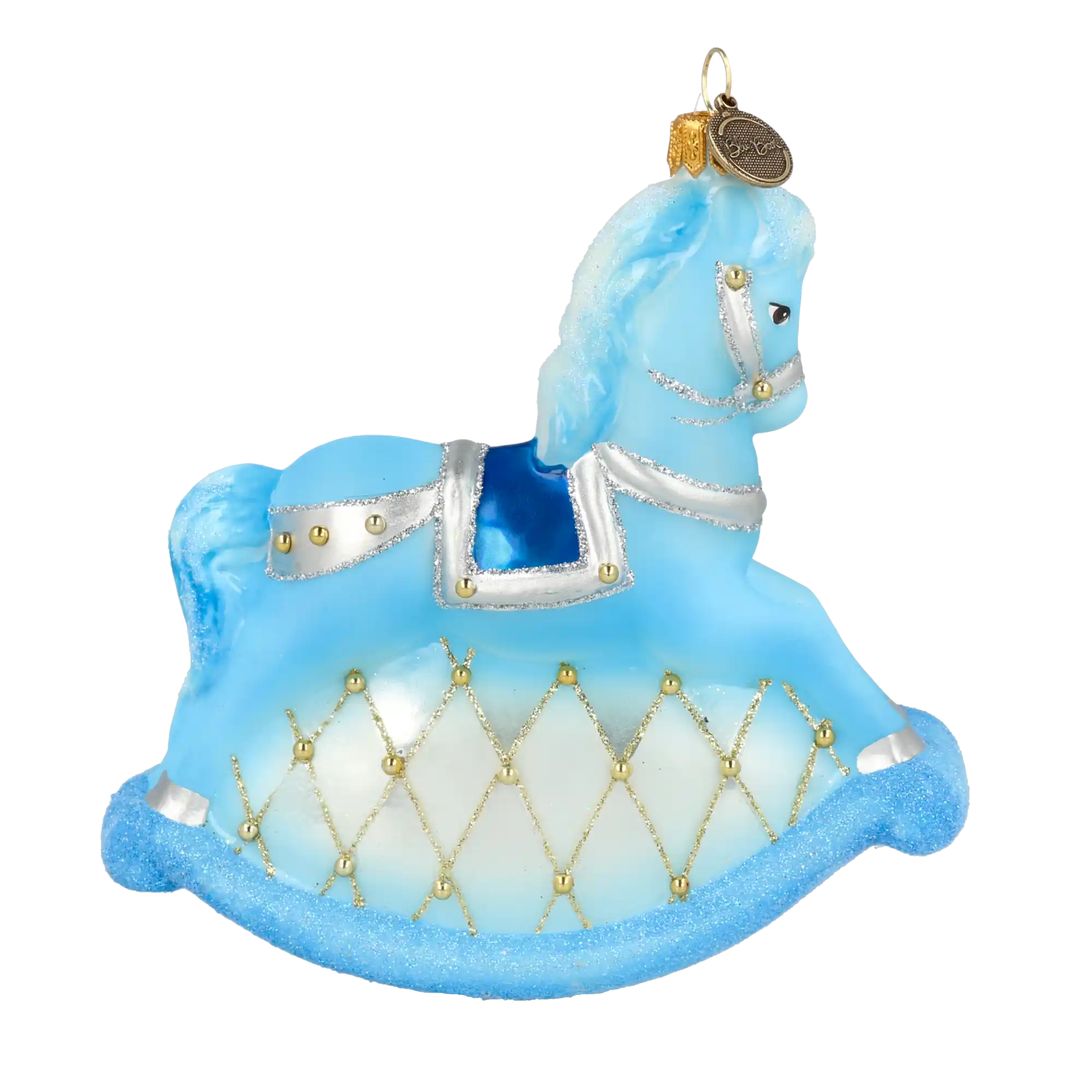 Błękitny konik na biegunach Szklana Ozdoba Choinkowa