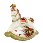 Stately Poinsettia Steed | Hand-Painted Glass Ornament | Blubom 2021-062