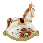 Stately Poinsettia Steed | Hand-Painted Glass Ornament | Blubom 2021-062