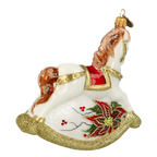 Stately Poinsettia Steed | Hand-Painted Glass Ornament | Blubom 2021-062