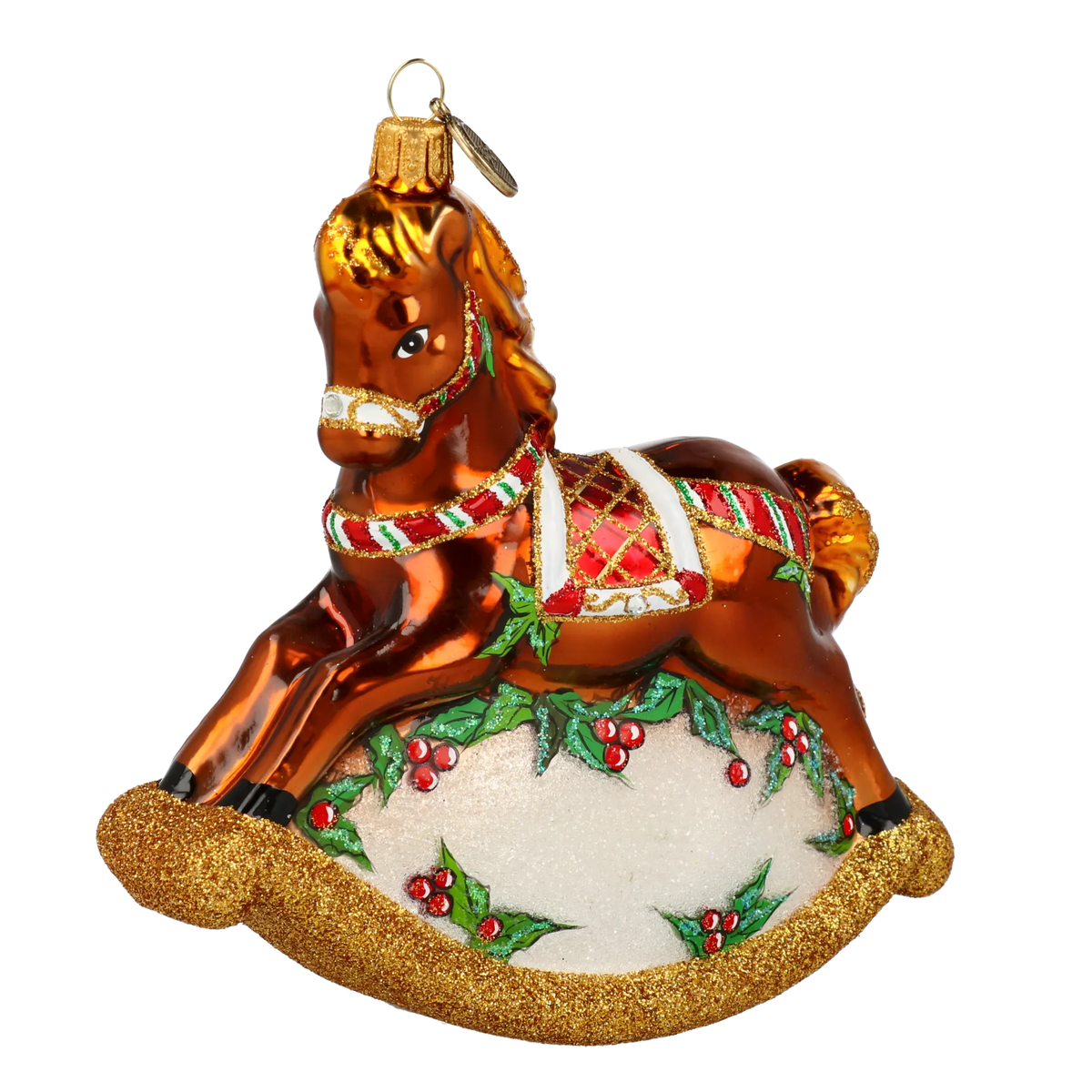 Gallant Amber Steed | Hand-Painted Glass Ornament | Blubom 2021-063