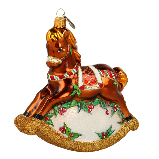 Classic Rocking Horse Tree Handmade Glass Christmas ornament 2021-063