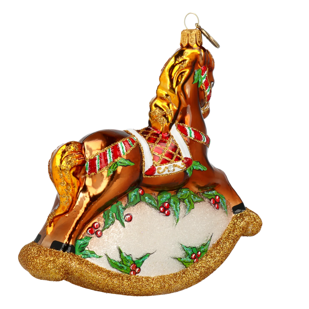 Gallant Amber Steed | Hand-Painted Glass Ornament | Blubom 2021-063