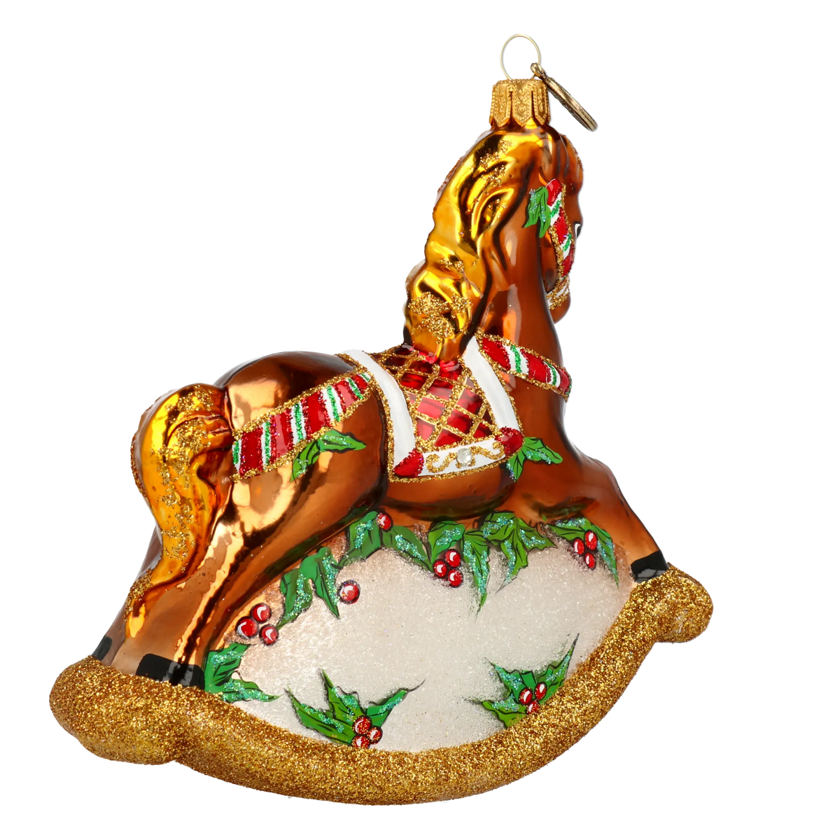 Gallant Amber Steed | Hand-Painted Glass Ornament | Blubom 2021-063
