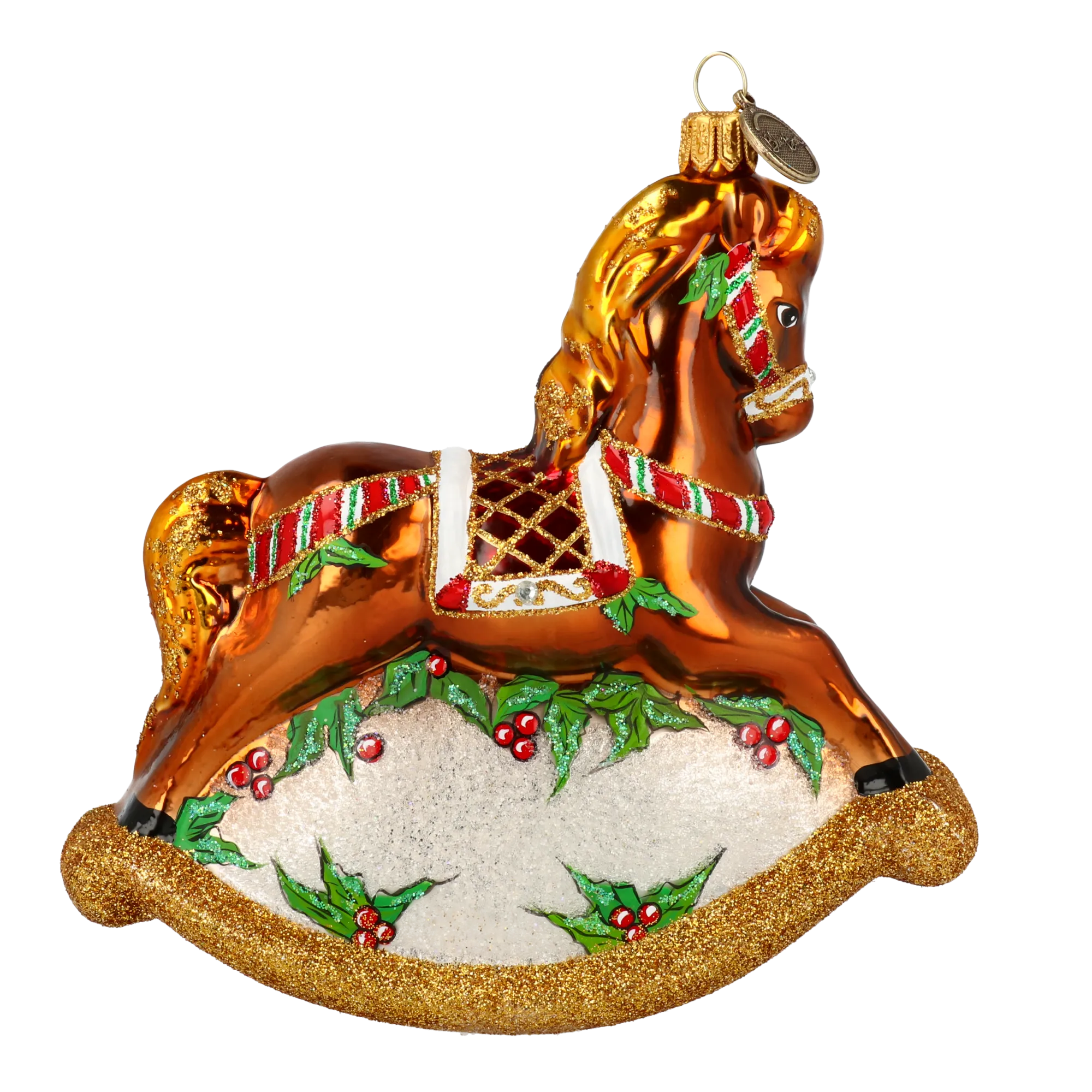 Classic Rocking Horse Tree Handmade Glass Christmas ornament 2021-063