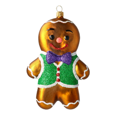 Charming Gingerbread Man in Emerald & Purple