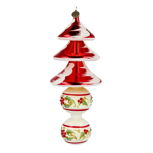 Holly Tree Delight Christmas Tree. Handmade Glass Christmas ornament 2021-130