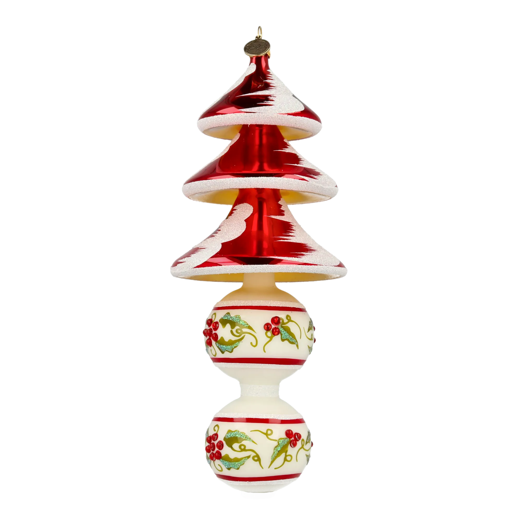 Holly Tree Delight Christmas Tree. Handmade Glass Christmas ornament 2021-130