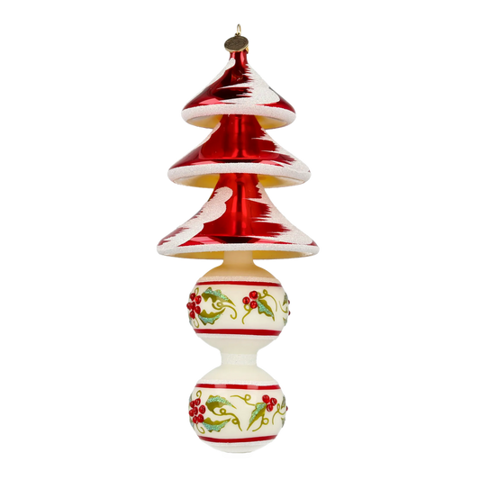 Holly Tree Delight Christmas Tree. Handmade Glass Christmas ornament 2021-130