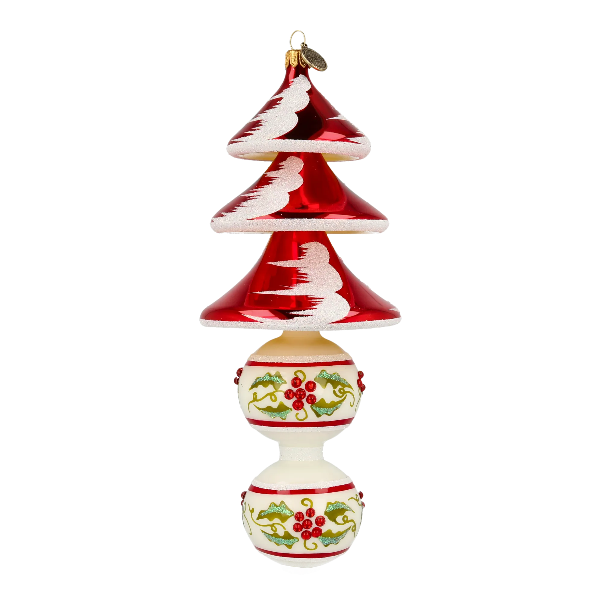 Holly Tree Delight Christmas Tree. Handmade Glass Christmas ornament 2021-130