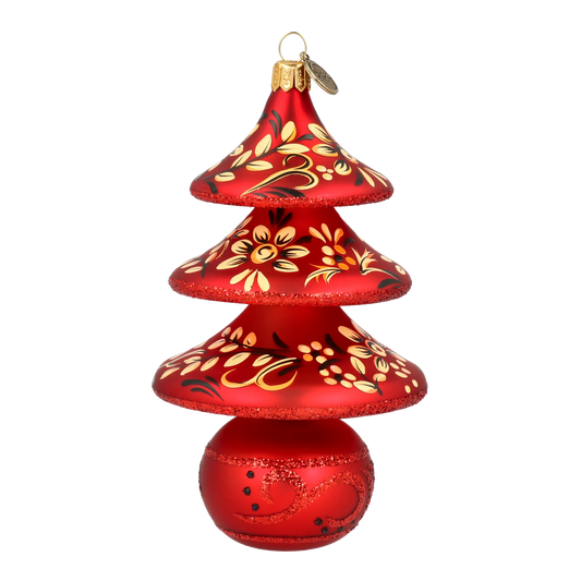 Midnight Folk Tree  Handmade Glass Christmas ornament 2021-133