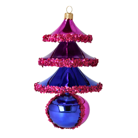 Twilight Carnival Tree Handmade Glass Christmas ornament 2021-139