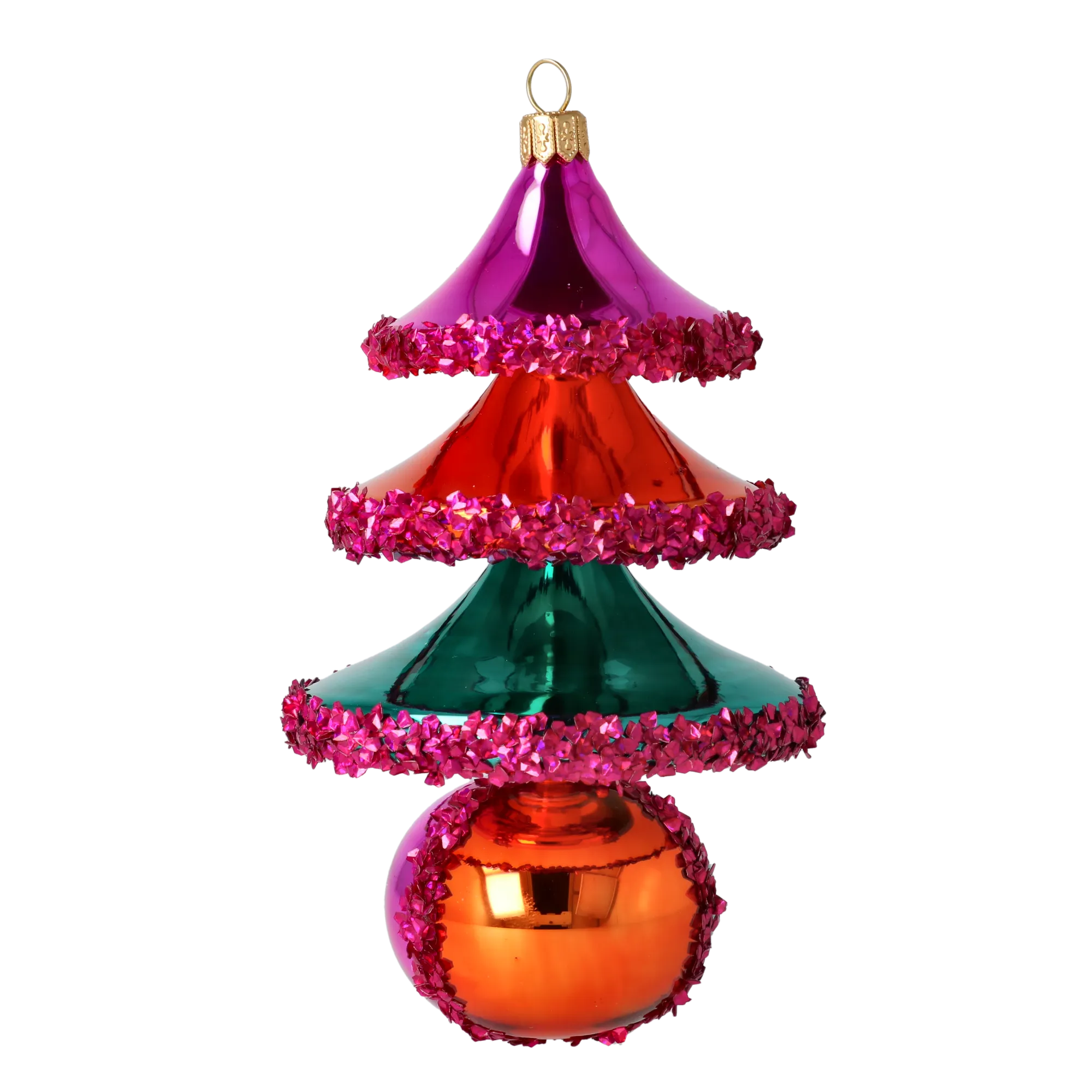 Carnival Sparkle Tree Handmade free blown Glass Christmas ornament Holiday decoration 2021-145