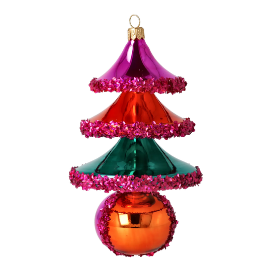 Carnival Sparkle Tree Handmade free blown Glass Christmas ornament Holiday decoration 2021-145