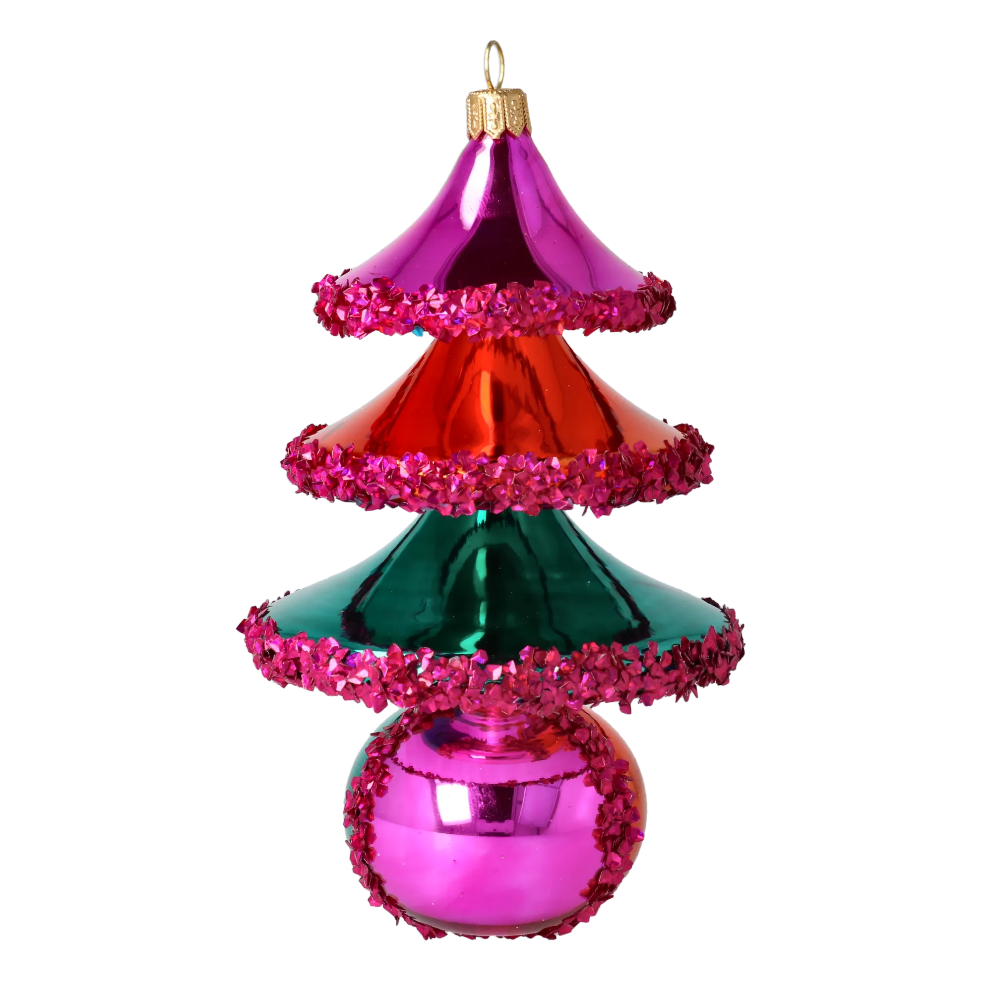 Carnival Sparkle Tree Handmade free blown Glass Christmas ornament Holiday decoration 2021-145