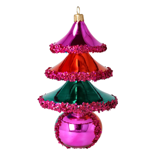 Carnival Sparkle Tree Handmade free blown Glass Christmas ornament Holiday decoration 2021-145