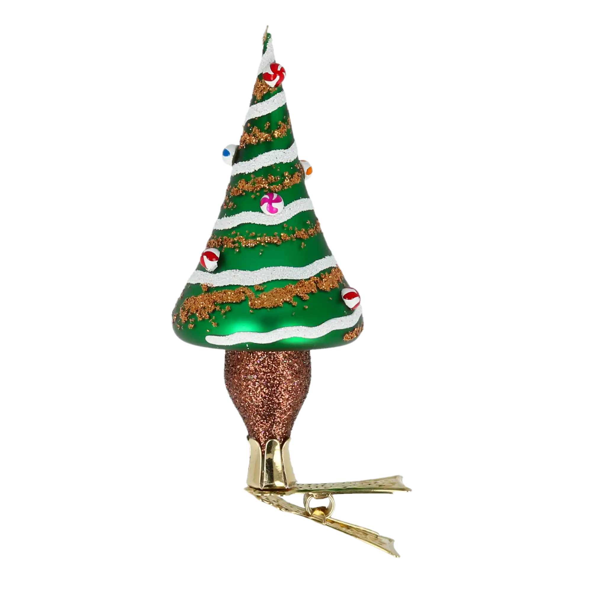 Cukierkowa choineczka Szklana Ozdoba Choinka na klipsie