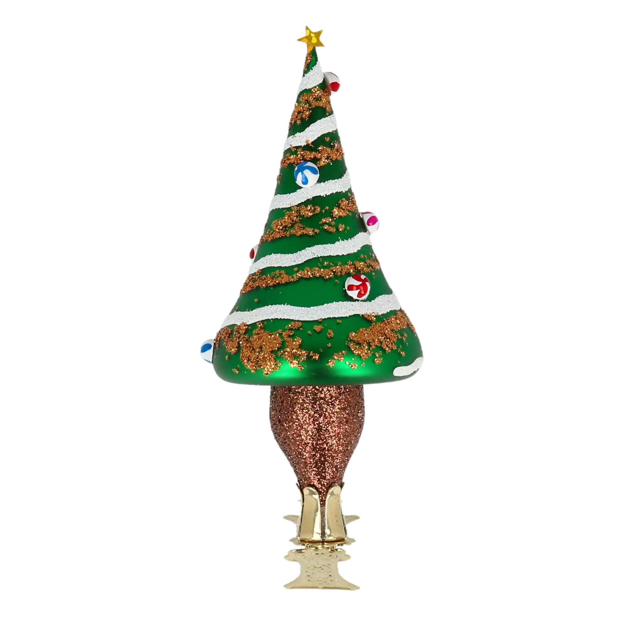 Cukierkowa choineczka Szklana Ozdoba Choinka na klipsie