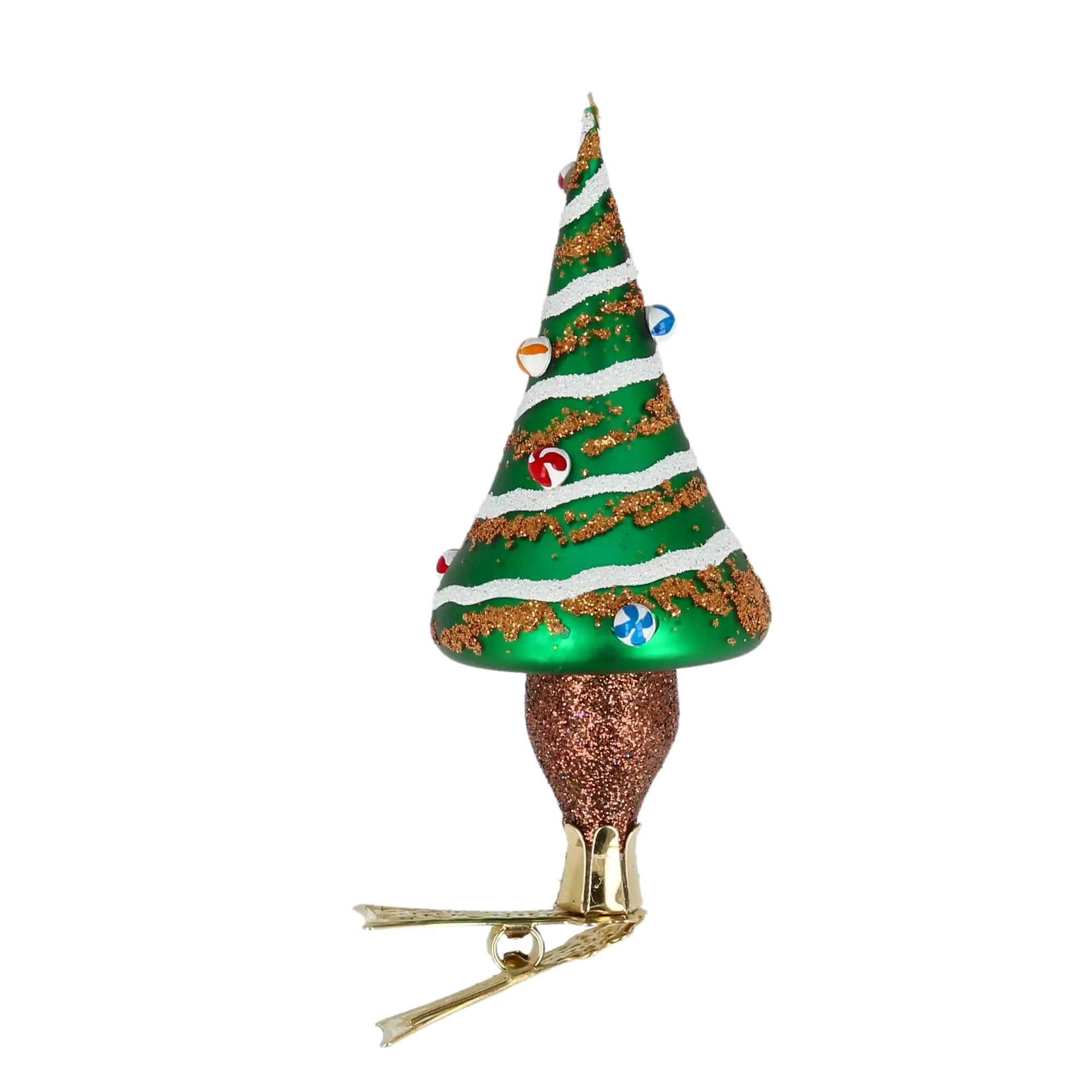 Cukierkowa choineczka Szklana Ozdoba Choinka na klipsie