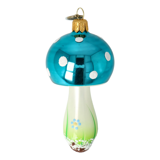 Azure Woodland Mushroom Premium christmas glass ornament 2021-162
