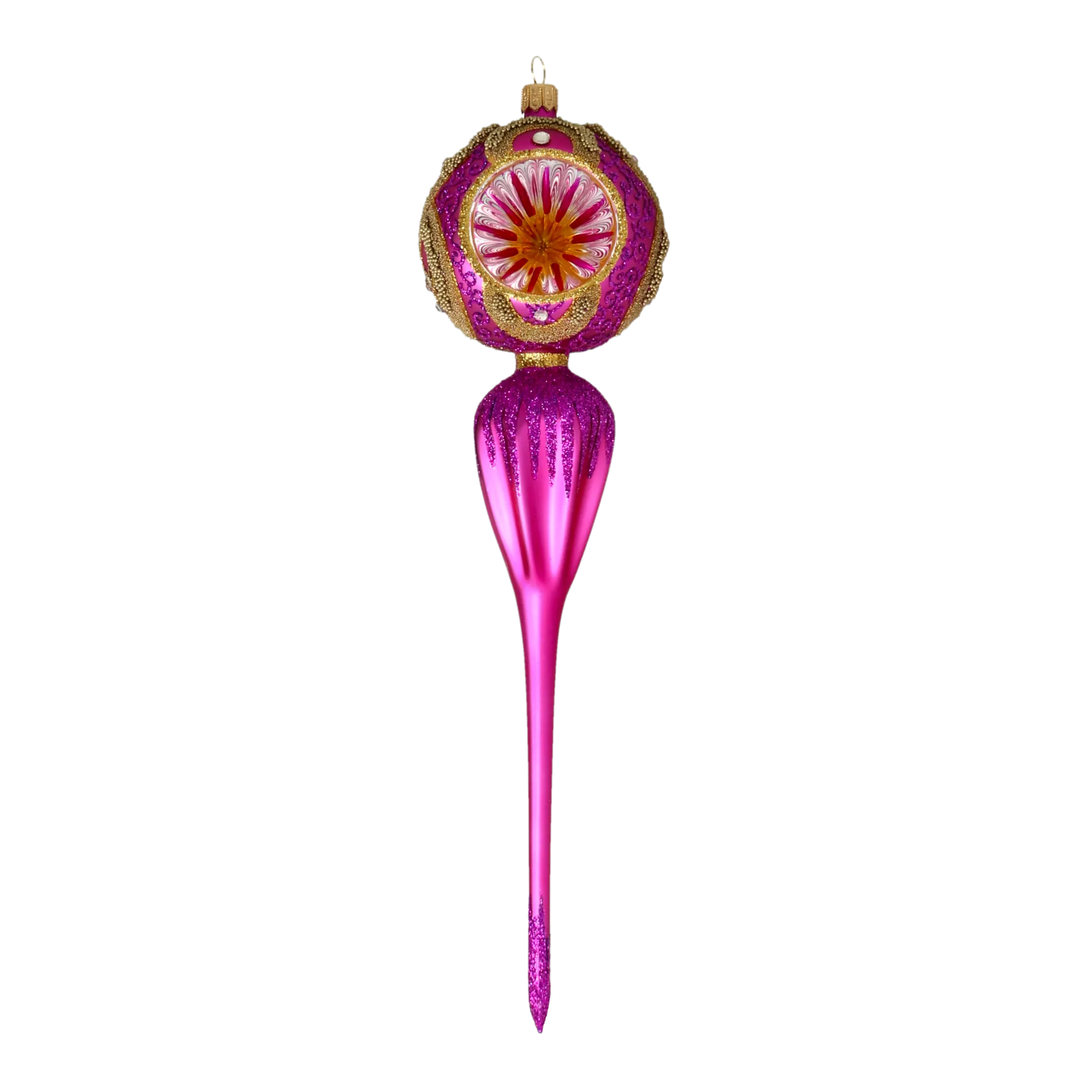 Magenta Starburst Spire Premium christmas glass ornament 2021-164