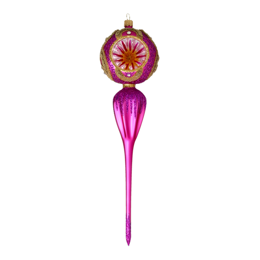 Magenta Starburst Spire Premium christmas glass ornament 2021-164