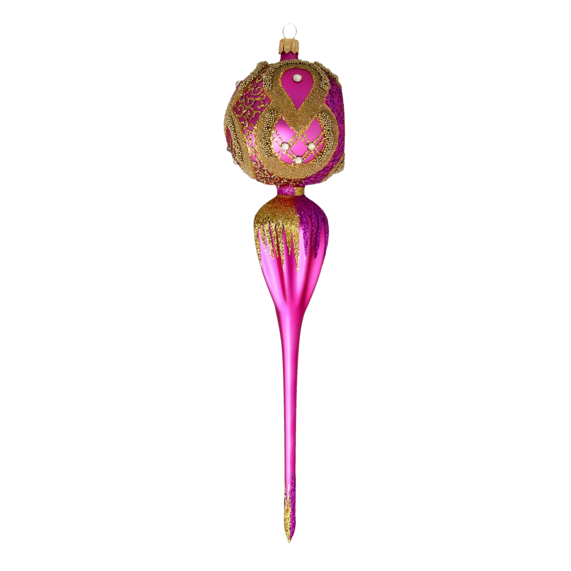 Magenta Starburst Spire Premium christmas glass ornament 2021-164
