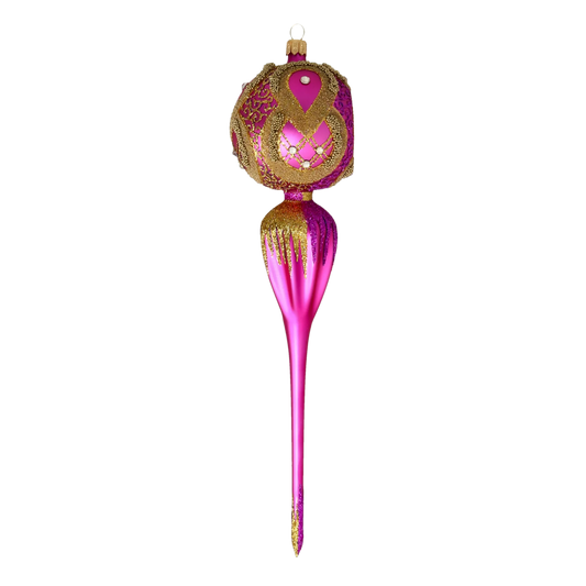 Magenta Starburst Spire Premium christmas glass ornament 2021-164