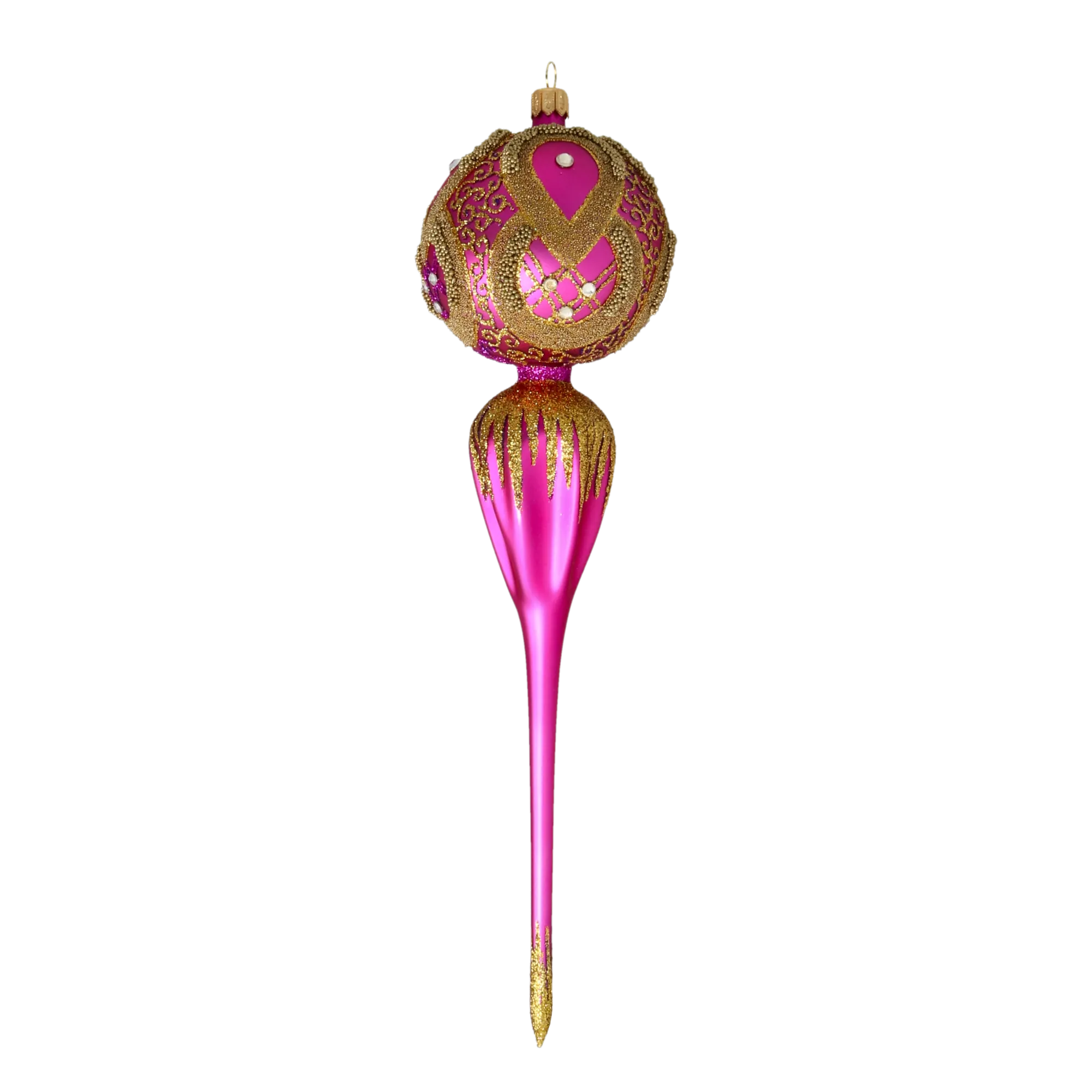 Magenta Starburst Spire Premium christmas glass ornament 2021-164