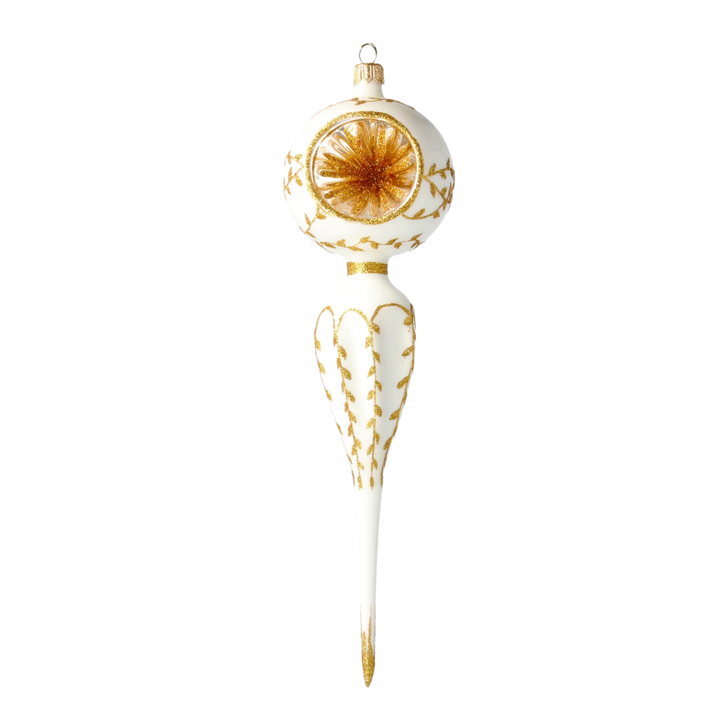 Alabaster Gilded Solstice | Hand-Painted Glass Ornament | Blubom 2021-171