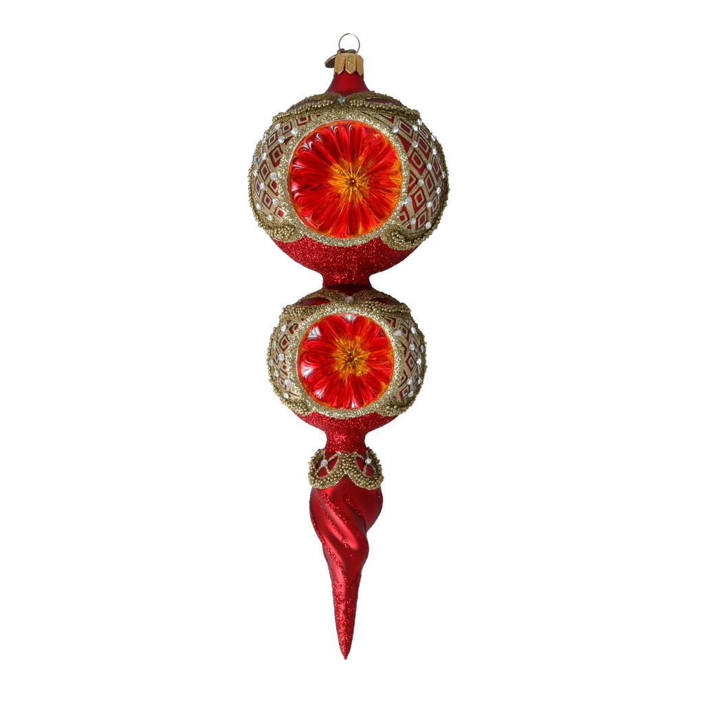 Crimson Amber Solstice | Hand-Painted Glass Ornament | Blubom 2021-173