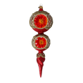 Crimson Amber Solstice | Hand-Painted Glass Ornament | Blubom 2021-173