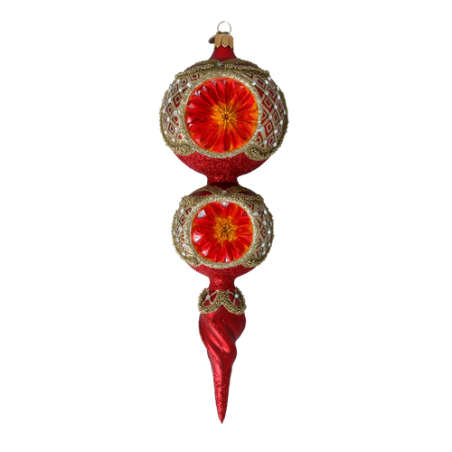Crimson Amber Solstice | Hand-Painted Glass Ornament | Blubom 2021-173