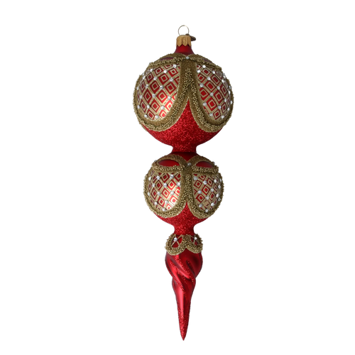 Crimson Amber Solstice | Hand-Painted Glass Ornament | Blubom 2021-173