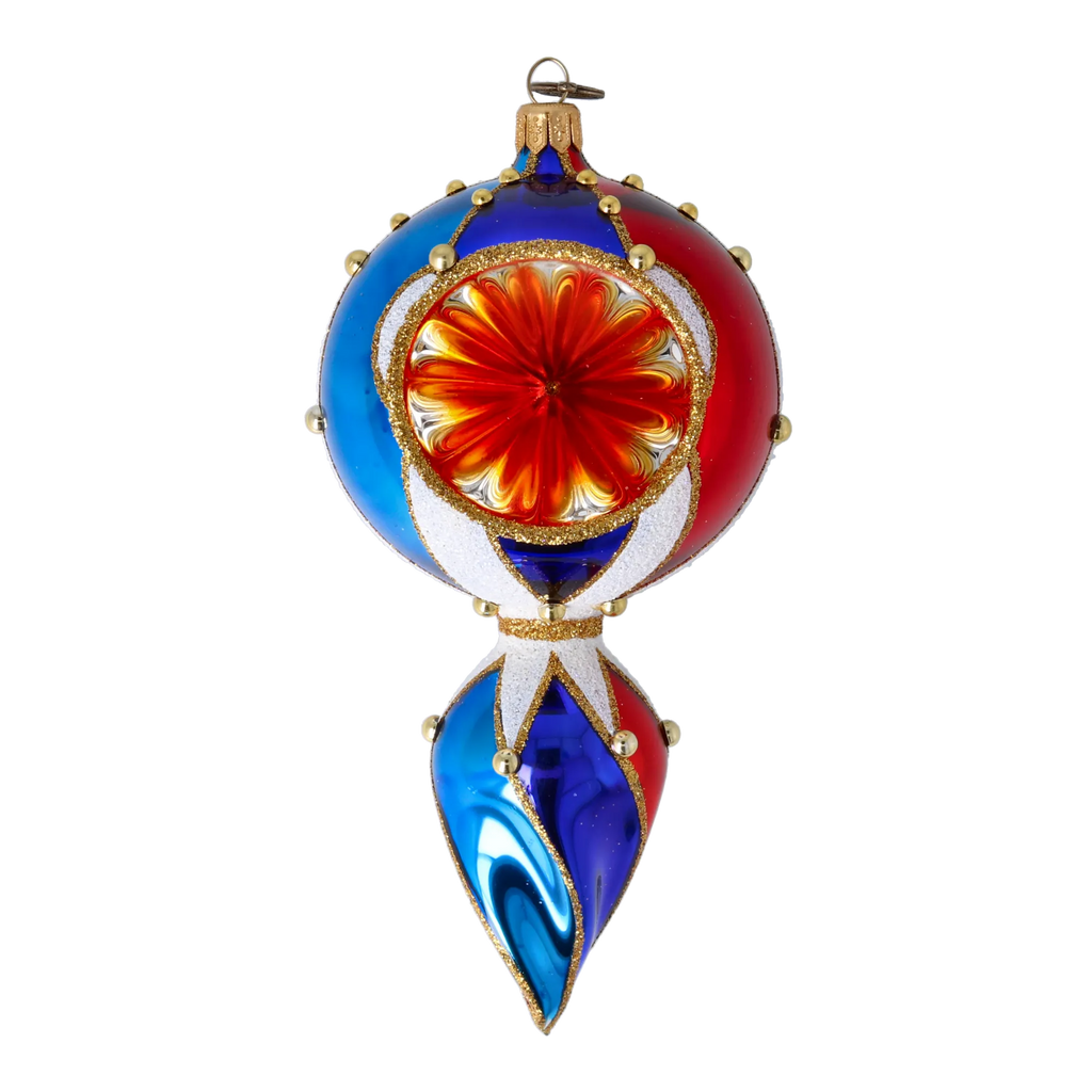 Gilded Indigo Solstice | Hand-Painted Glass Ornament | Blubom 2021-175