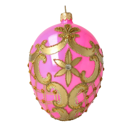 Różowe Jajko Szklana Ozdoba Jajo