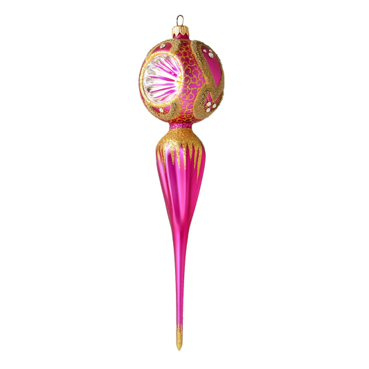 Gilded Magenta Reflector Drop Premium christmas glass ornament 2021-185